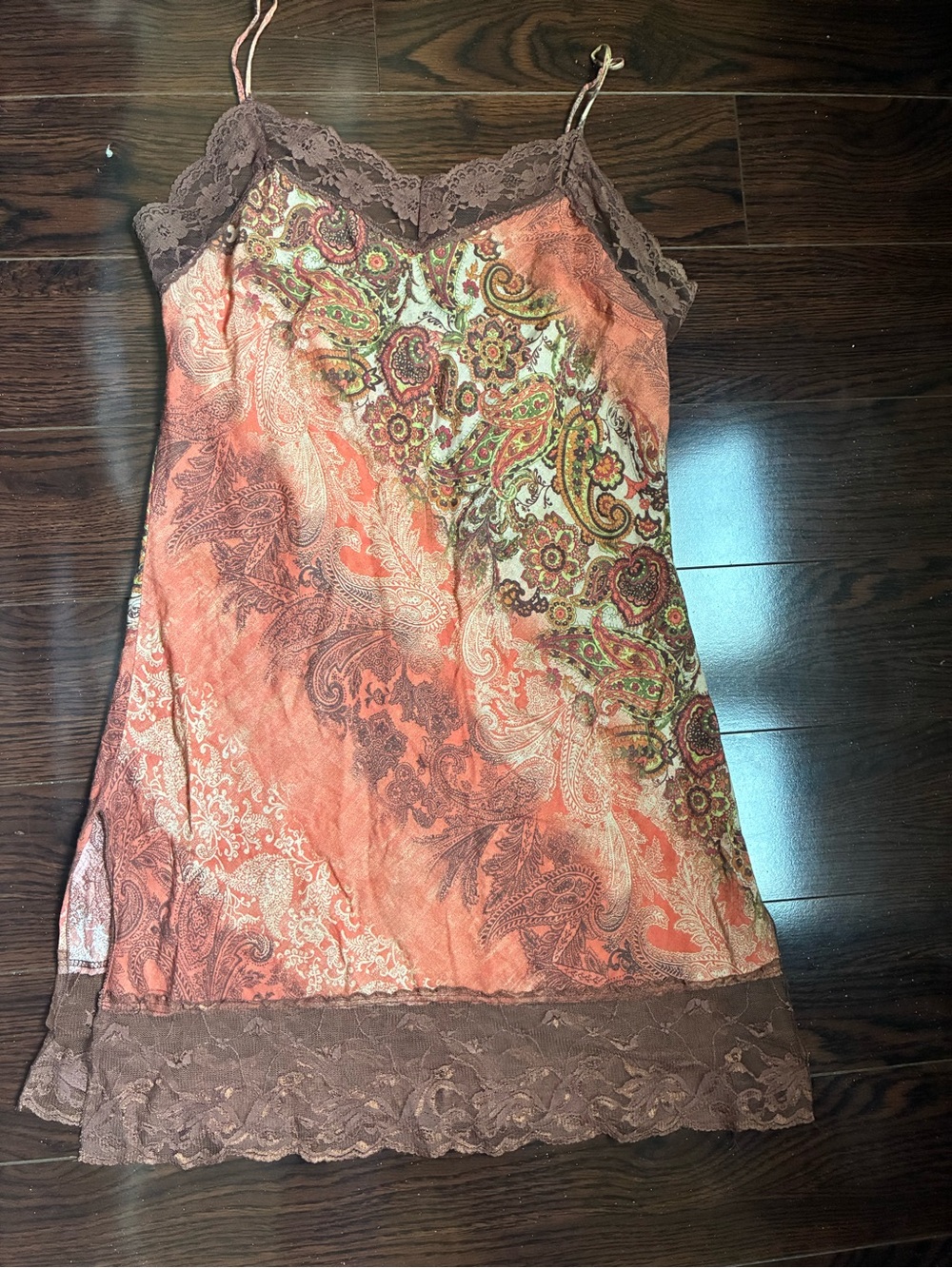 Vintage Y2K Urban Behavior Paisley Lace-Trim Slip Dress or Top